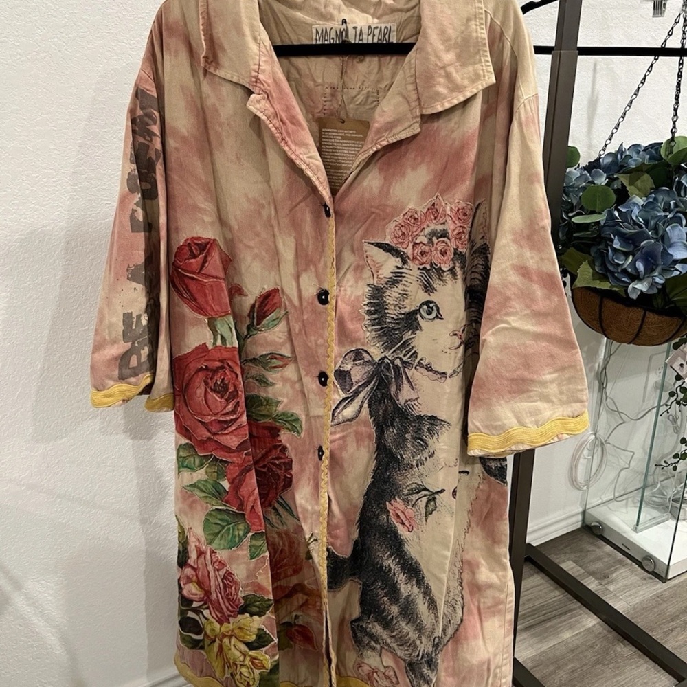 Magnolia Pearl Love Cyree jacket with Applique Cat Rose (item A5) New no tag